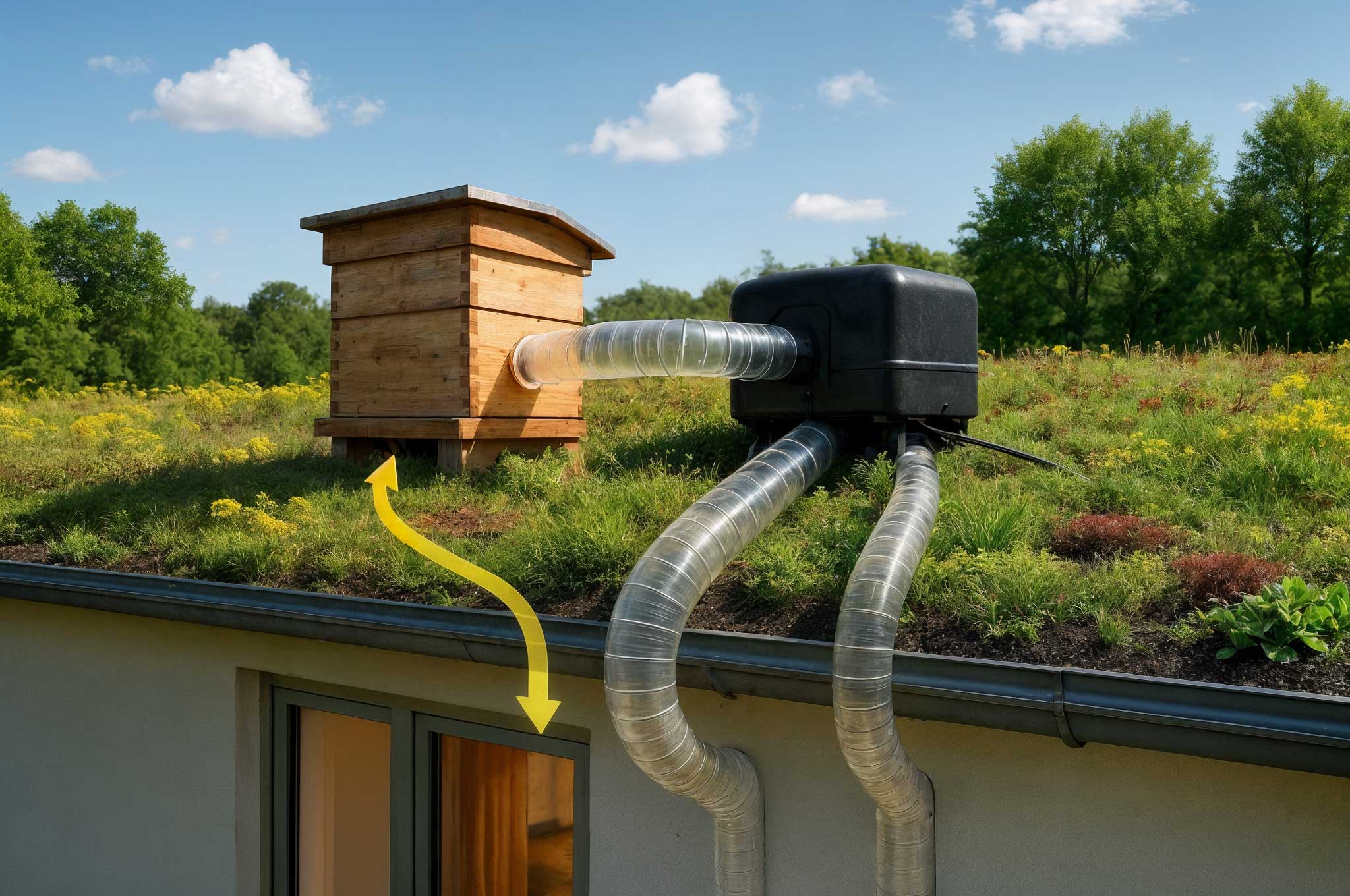 tejado con aparato para renovar aire